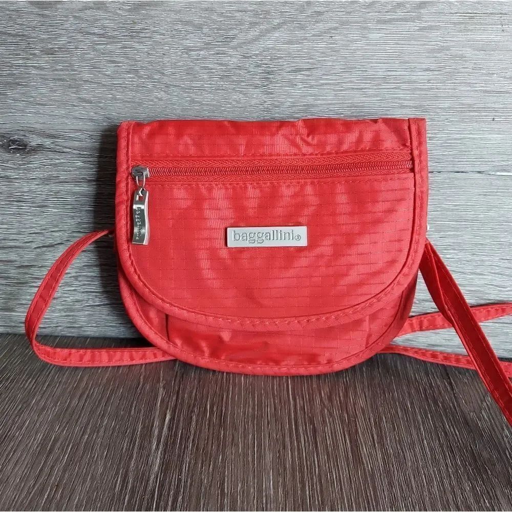 Baggallini Red Convertible Mini Crossbody Nylon Belt Bag Travel Purse